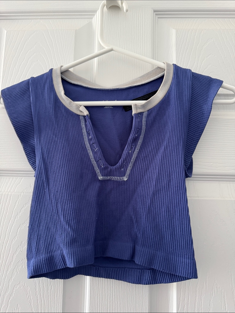 Urban Outfitters Periwinkle Ribbed Tank with Heathered Light Gray Trim
